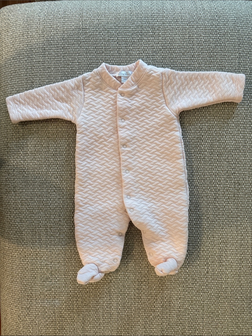 Kissy Kissy Pink Jacquard Footie -Soft Quilted Pink Baby One-Piece NB
